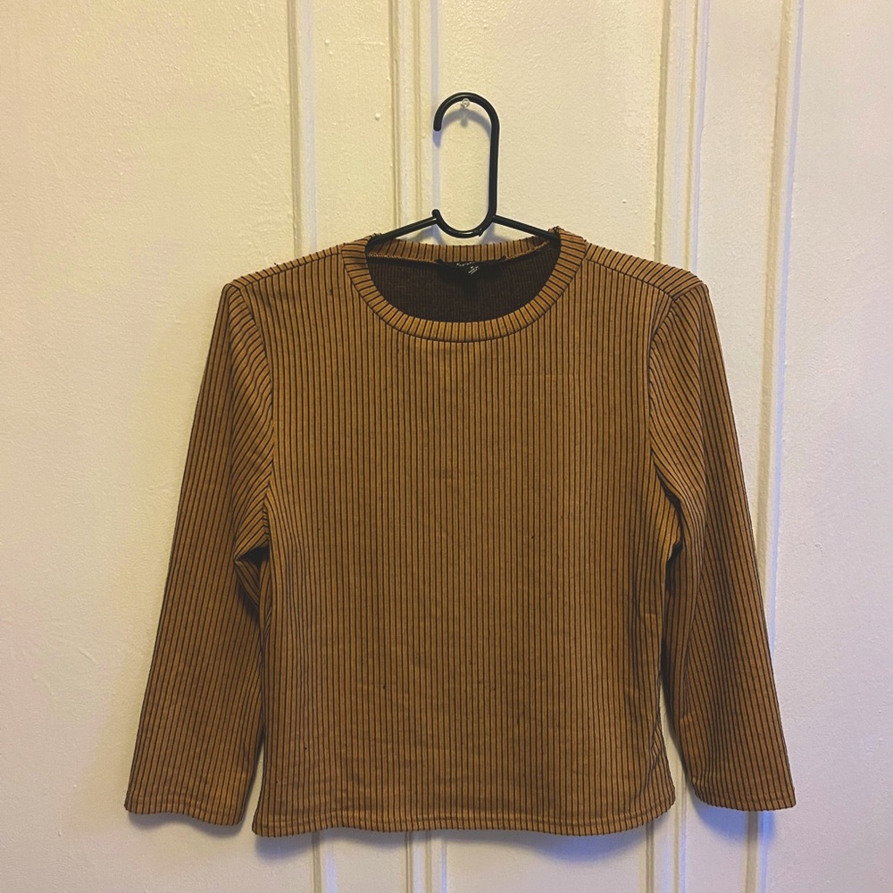 Gold/ Yellow and Black Striped Long Sleeve Top M